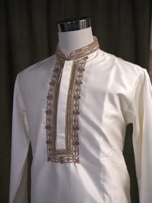 RAJWADA IVORY EMBROIDERED VEST ENSEMBLE