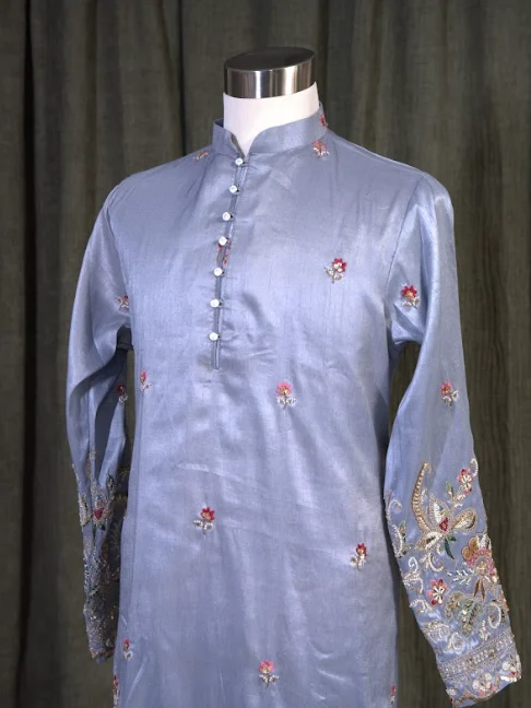 SKY BLOOM HERITAGE EMBROIDERED KURTA