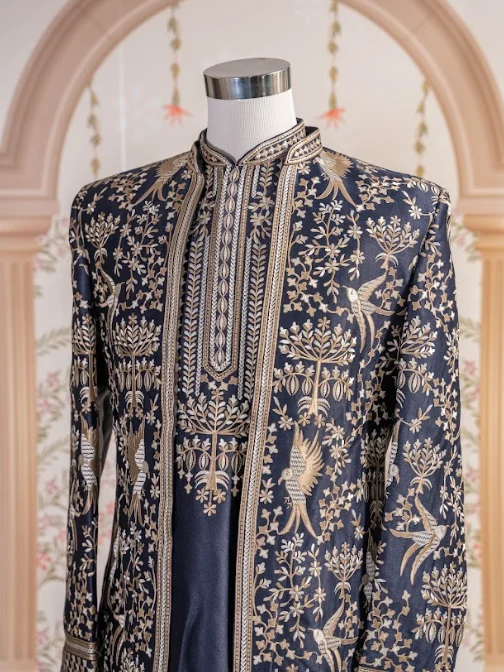 MEHERBAAN NAVY GOLD THREADWORK KURTA SET