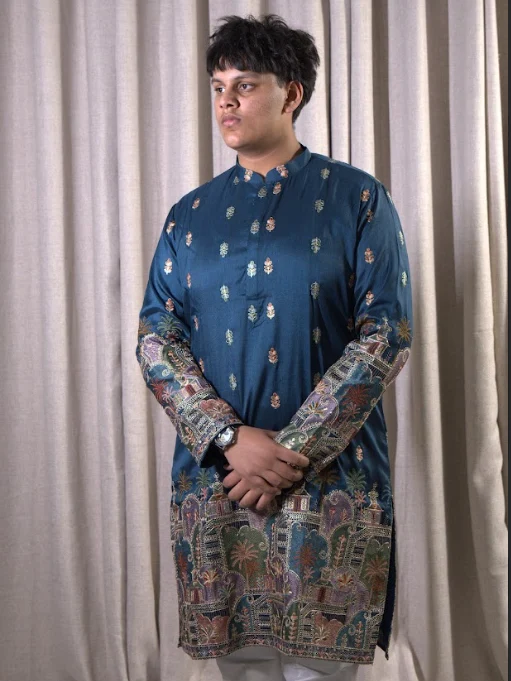 TEAL MOSAIC LUIXURY KURTA SET