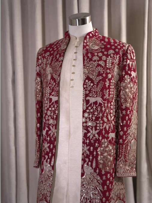 ZARI DYNASTY CRIMSON INDO-WESTERN