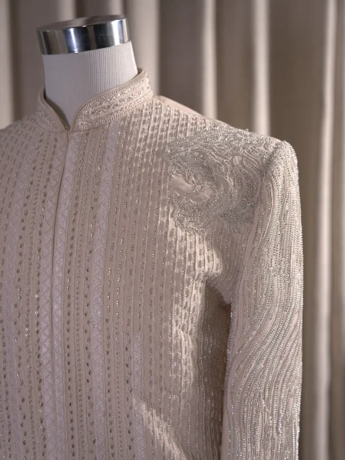 MAHARAJA IVORY SEQUIN SHERWANI