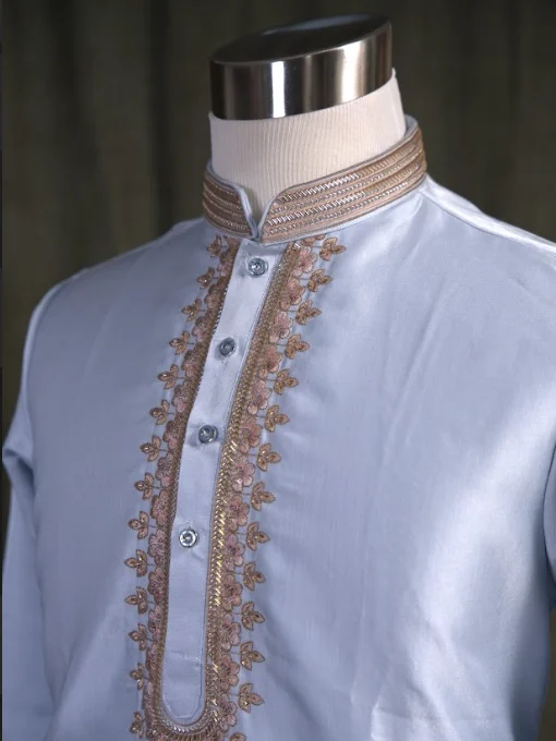 POWDER BLUE HERITAGE FLORAL KOTI SET